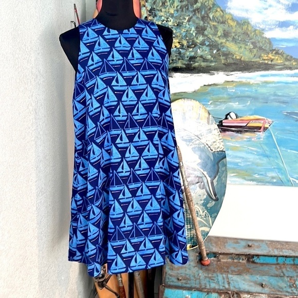 ⚓️St Tropez West,Ships Ahoy, Nautical Sailboat Trapeze Dress,Cover-Up,Size Med. - Picture 4 of 11